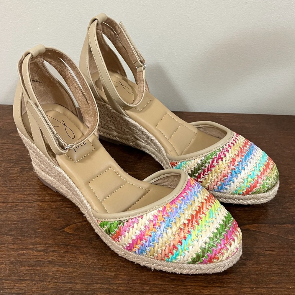 Joie “Sloan” Colorful Espadrille Wedge Sandals Size 7.5